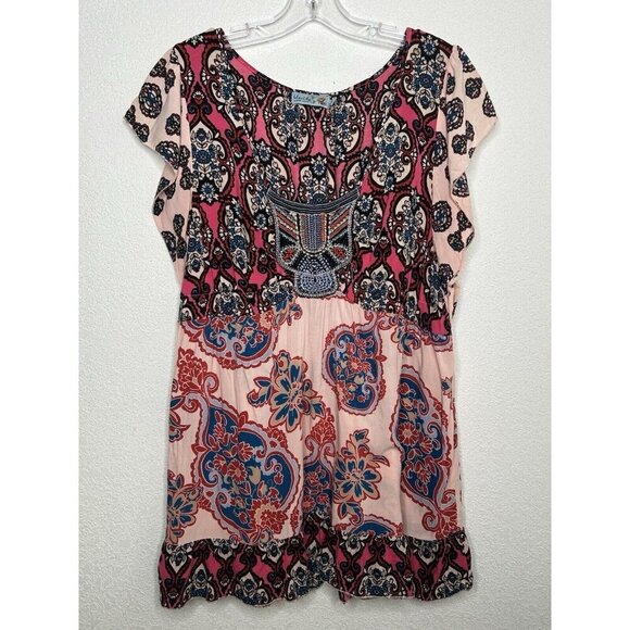 Vintage Y2K Babydoll Top Womens XL Unity World Wear Boho Hippie Gypsy Retro - Picture 1 of 13